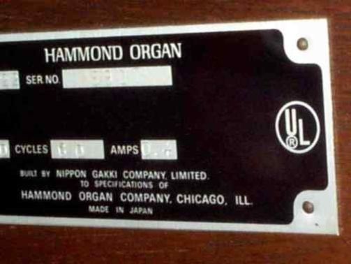 Hammond Organ Serial Numbers Hammond Organ Serial Numbers